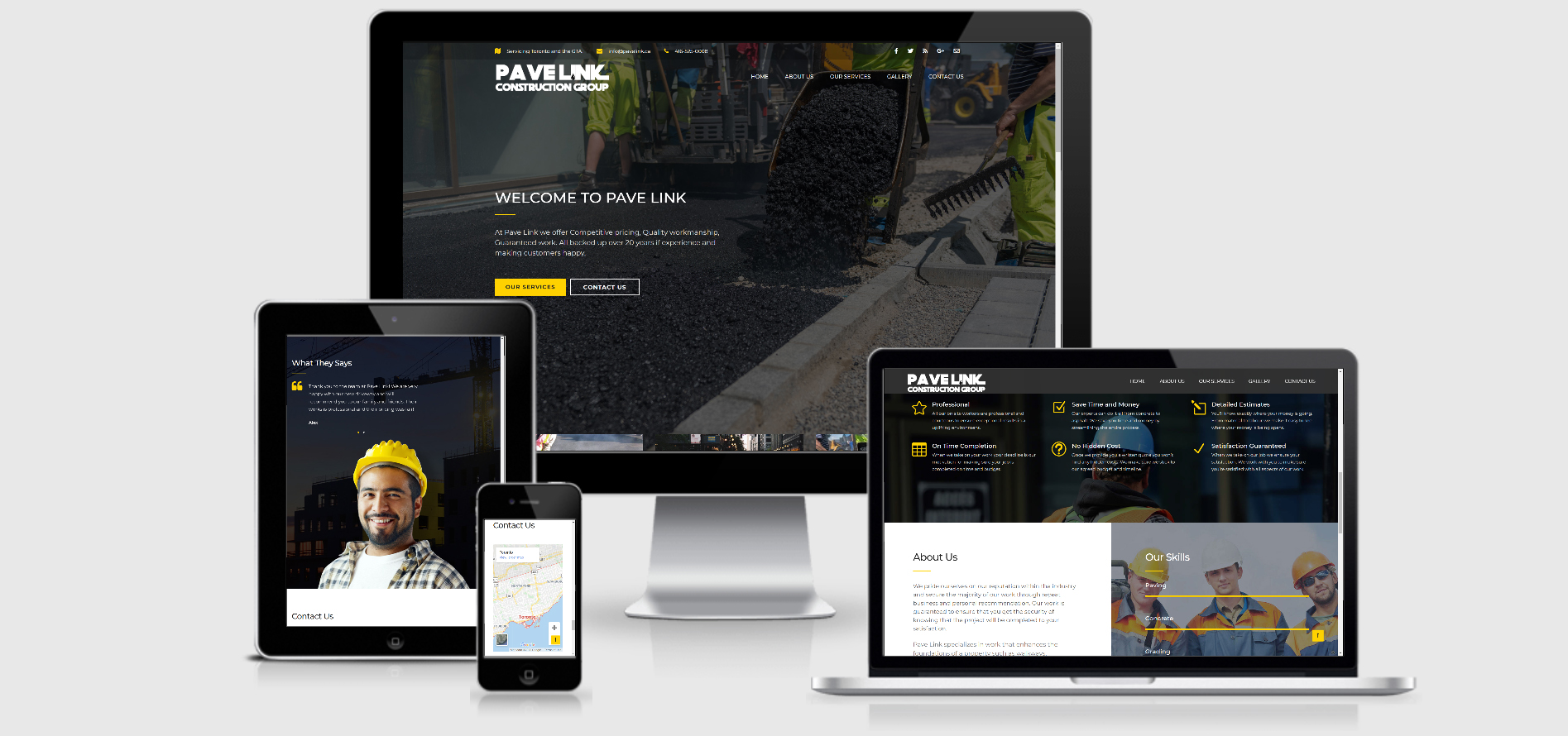 Multi-page Oshawa website design with sticky navigation
